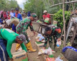 Wujud Kepedulian TNI kepada Masyarakat, Koramil 02/Babatoman Beri Bantuan Korban Banjir