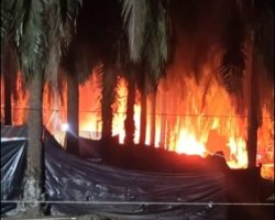 Sumur Minyak Diduga Milik Santo Terbakar di Keluang, Kapolsek Tak Berkutik