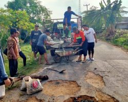 Kolaborasi dan Sinergi Kuat, Pemdes dan Warga Desa Suka Makmur Lakukan Perbaikan Jalan