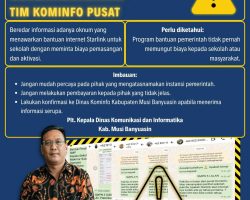 Dinas Kominfo Muba Himbau Sekolah dan Masyarakat Tidak Mudah Percaya Tawaran Bantuan yang Meminta Biaya