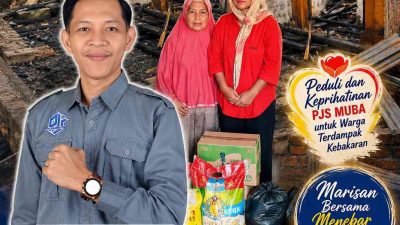 PJS Muba Salurkan Paket Sembako Kepada Korban Kebakaran di Desa Bumi Ayu