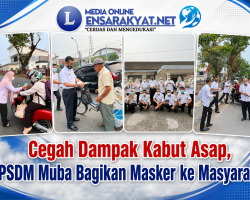 Cegah Dampak Kabut Asap, BKPSDM Muba Bagikan Masker ke Masyarakat
