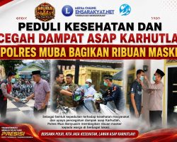 Peduli Kesehatan dan Cegah Dampak Asap Karhutlah, Polres Muba Bagikan Ribuan Masker
