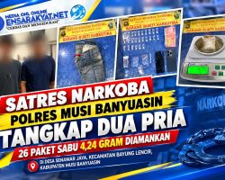 Edarkan Sabu, Dua Pria di Bayung Lencir Diciduk Satres Narkoba Polres Muba