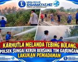 Karhutla Melanda Tebing Bulang, Polsek Sungai Keruh Bersama Tim Gabungan Lakukan Pemadaman