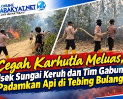Cegah Karhutla Meluas, Polsek Sungai Keruh dan Tim Gabungan Padamkan Api di Tebing Bulang