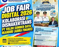 Job fair digital 2026 Kolaborasi Disnakertrans PT Valdo Sumber Daya Mandiri (Adira Finance)