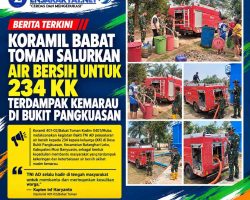 Koramil Babat Toman Salurkan Air Bersih untuk 234 KK Terdampak Kemarau di Bukit Pangkuasan