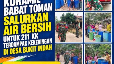 Koramil Babat Toman Salurkan Air Bersih untuk 211 KK Terdampak Kekeringan di Desa Bukit Indah