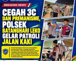 Cegah 3C dan Premanisme, Polsek Batanghari Leko Gelar Patroli Jalan Kaki
