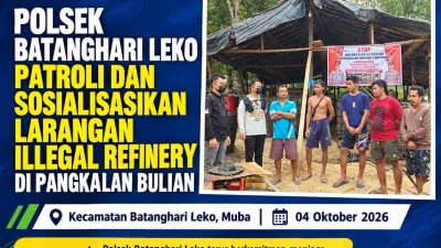 Polsek Batanghari Leko Patroli dan Sosialisasikan Larangan Illegal Refinery di Pangkalan Bulian