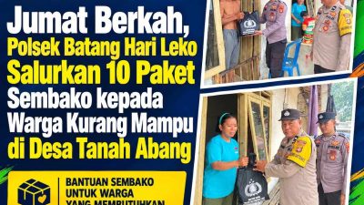Jumat Berkah, Polsek Batang Hari Leko Salurkan 10 Paket Sembako kepada Warga Kurang Mampu di Desa Tanah Abang