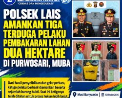 Polsek Lais Amankan Tiga Terduga Pelaku Pembakaran Lahan Dua Hektare di Purwosari, Muba
