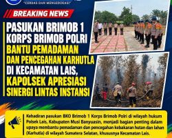 Pasukan Brimob 1 Korps Brimob Polri Bantu Pemadaman dan Pencegahan Karhutla di Kecamatan Lais, Kapolsek Apresiasi Sinergi Lintas Instansi