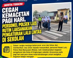 Cegah Kemacetan Pagi Hari, Personel Polsek Lais Rutin Laksanakan Pengaturan Lalu Lintas di Sekolah
