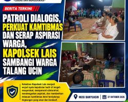 Patroli Dialogis, Perkuat Kamtibmas dan Serap Aspirasi Warga, Kapolsek Lais Sambangi Warga Talang Ucin